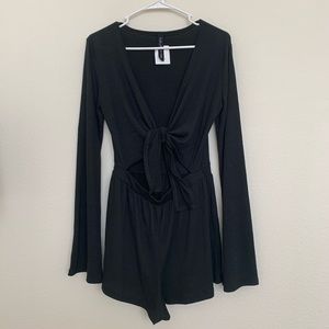 Urban Outfitters Front Tie Long Sleeve Romper